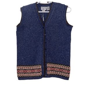Kathy Ireland Navy Button Sweater Vest